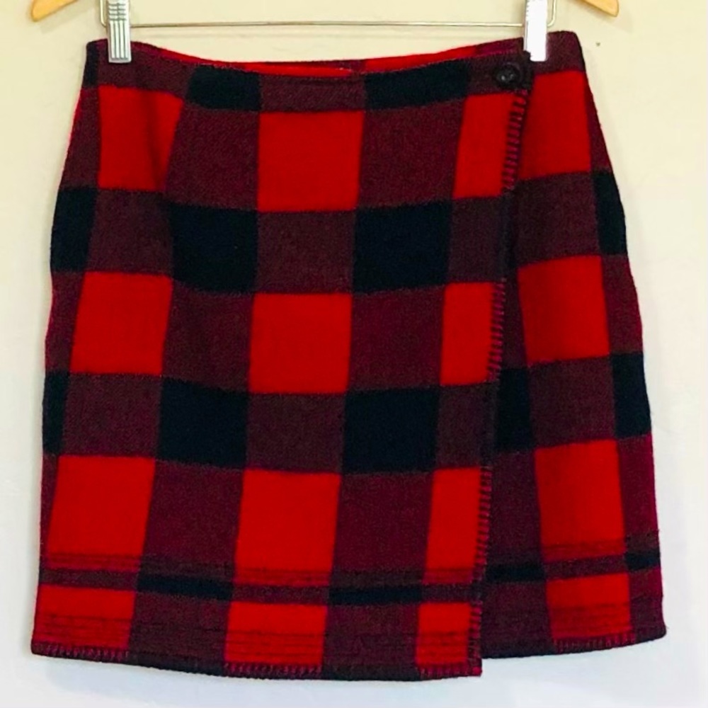 Ralph Lauren Country Vintage Wool Plaid Wrap Skirt